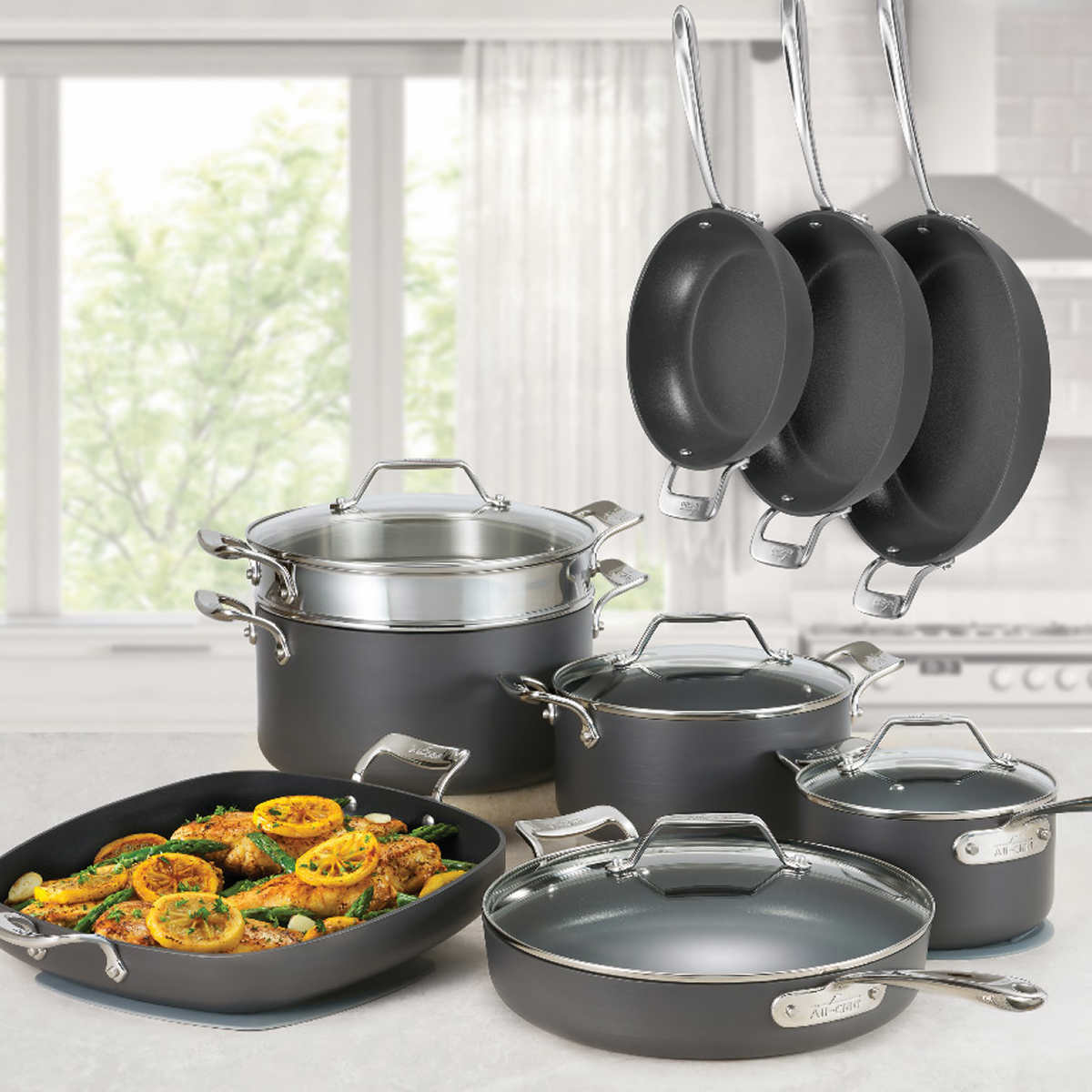 All-Clad MetalCrafters Essentials Nonstick Cookware All-Purpose Set 13-piece ✅✅✅