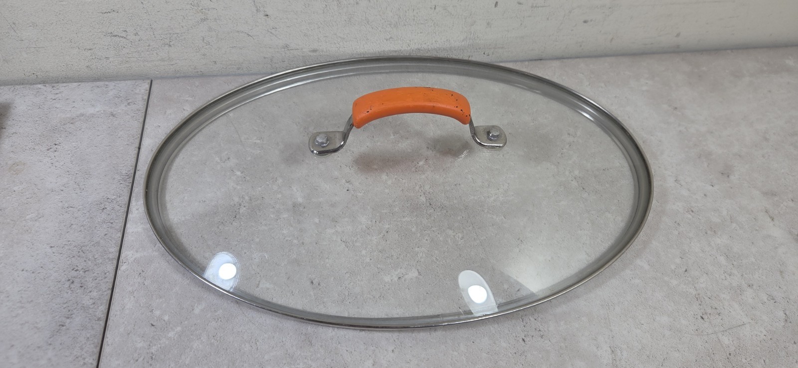 RACHAEL RAY Hard Anodized Non Stick 5 Qt Oval Saute Pan Lid Only Orange Handle