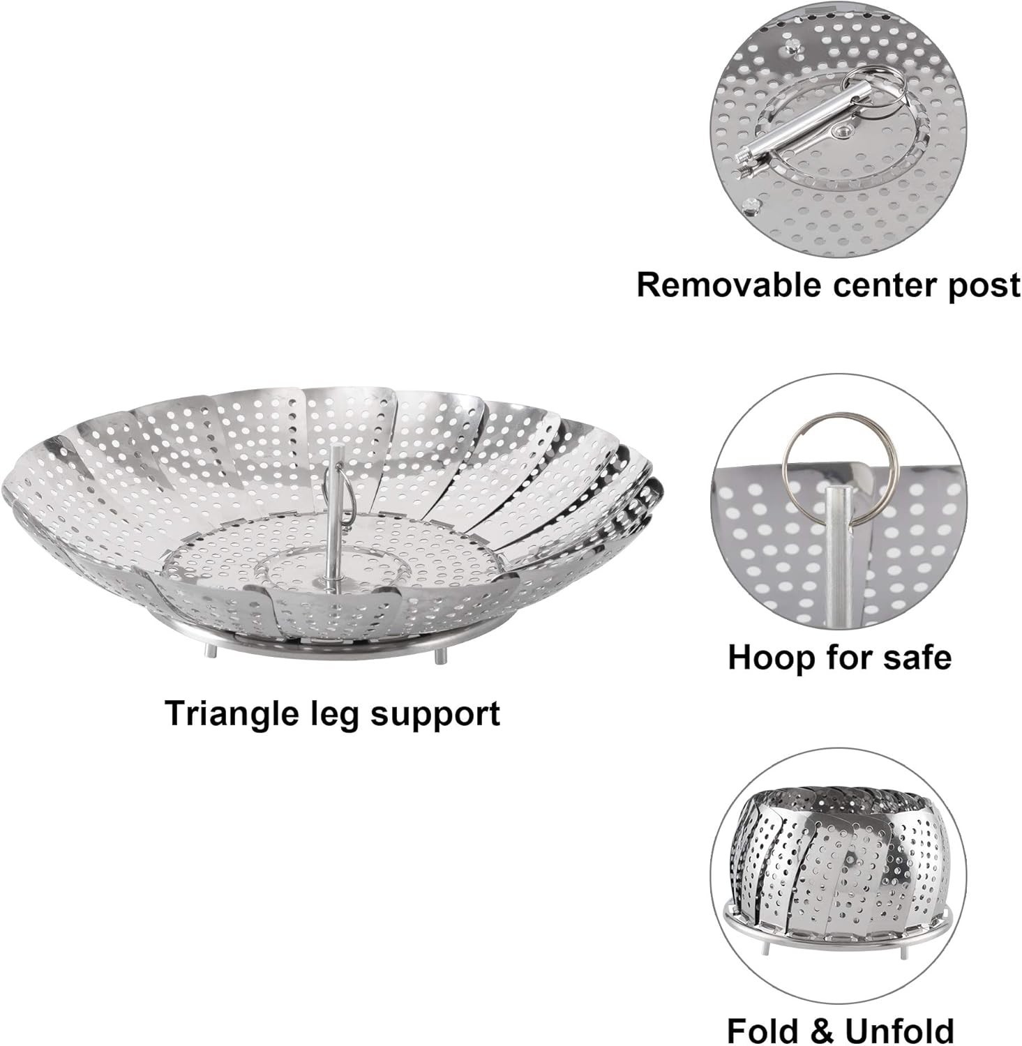 Stainless Steel Vegetable Steamer Basket Expandable To Fit Various Pots 5.5 9.3
