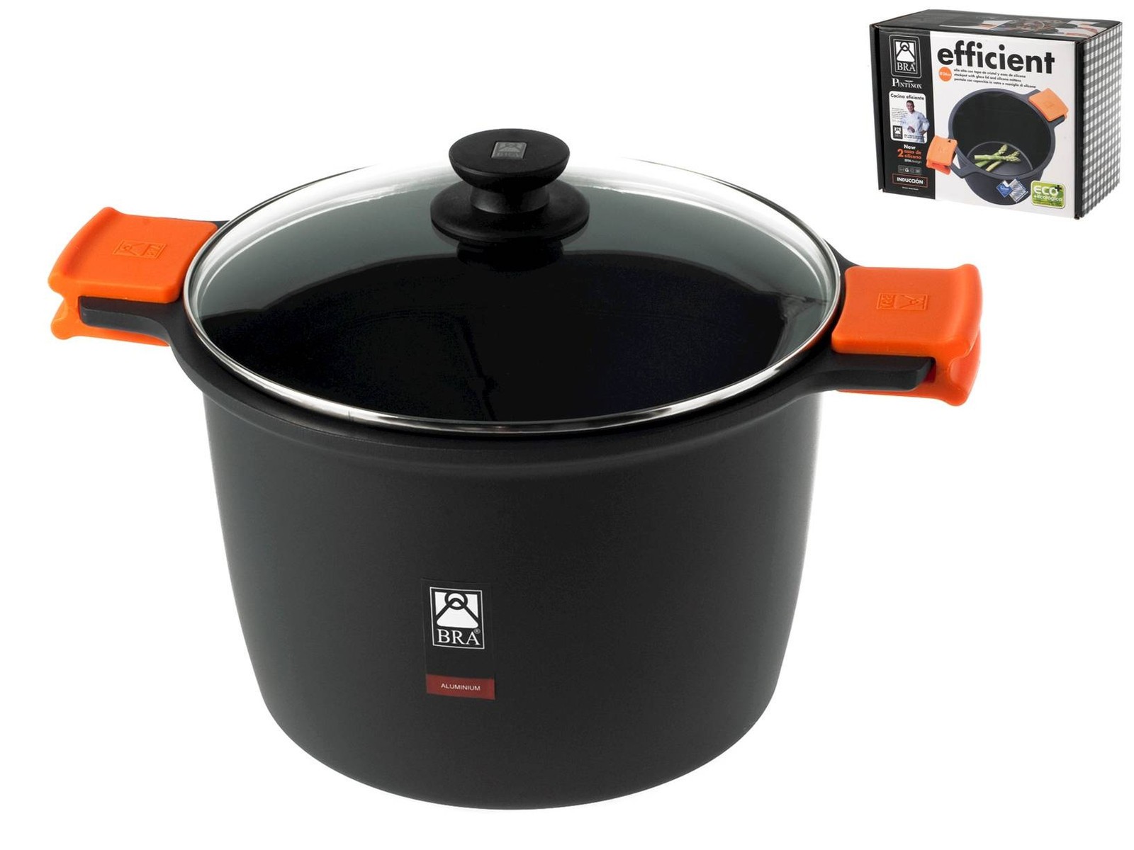 BRA Round Pan 6.8 L Black, Orange 24x30x18 Cm