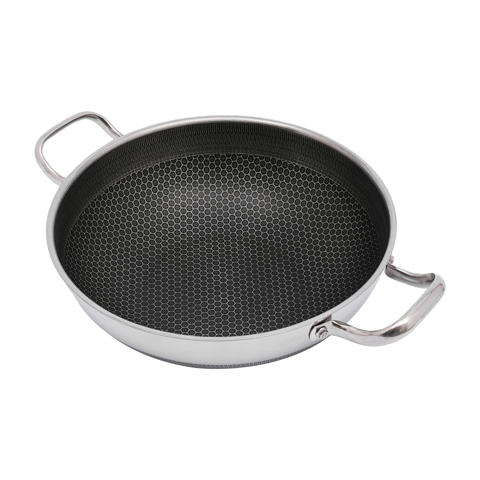 32cm Stainless Steel Non-Stick Pan with Lid and Easy Carry Handles
