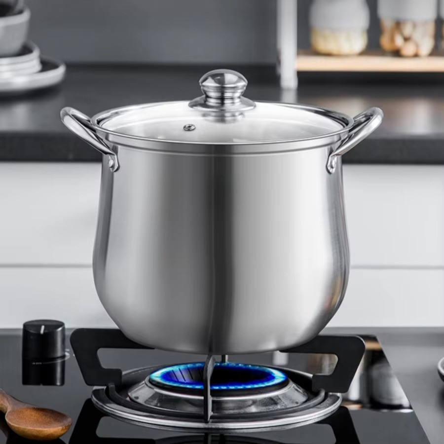 Large Stainless Steel Stock Pot Soup Stew Cooking Pot Durable Easy Clean Kitchen