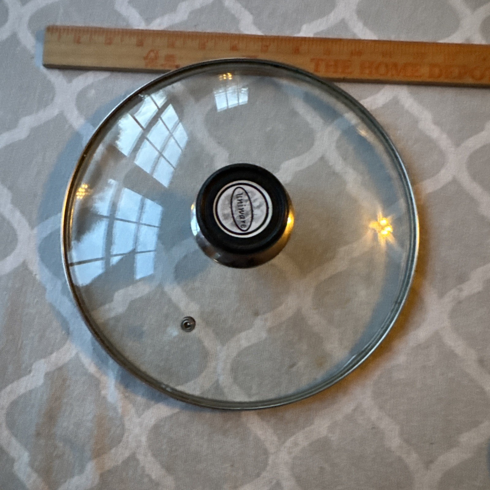 Uniware 10 inch Glass Replacement Lid W/ Steam Vent – Round Black Handle