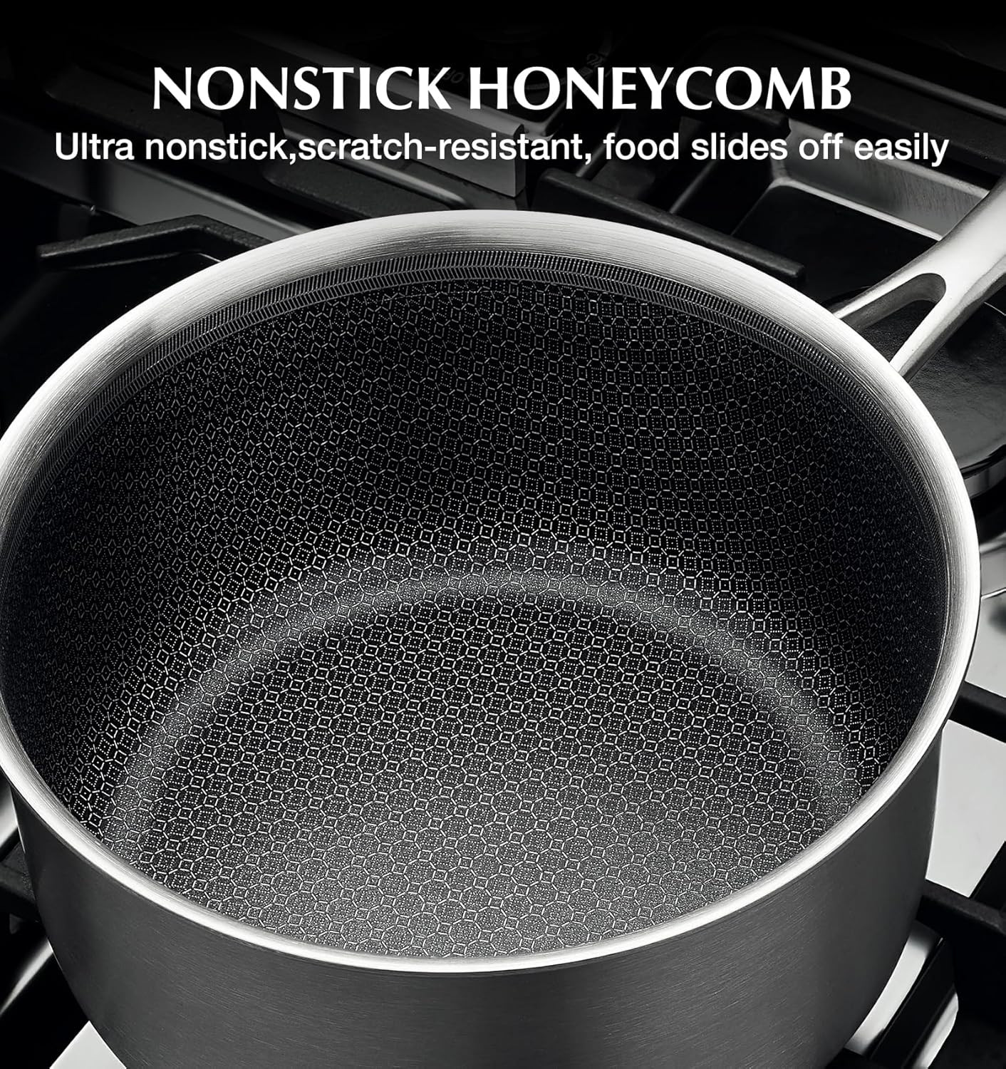 Hybrid Nonstick Stainless Steel Saucepan Set – 6-Piece Induction Ready Set