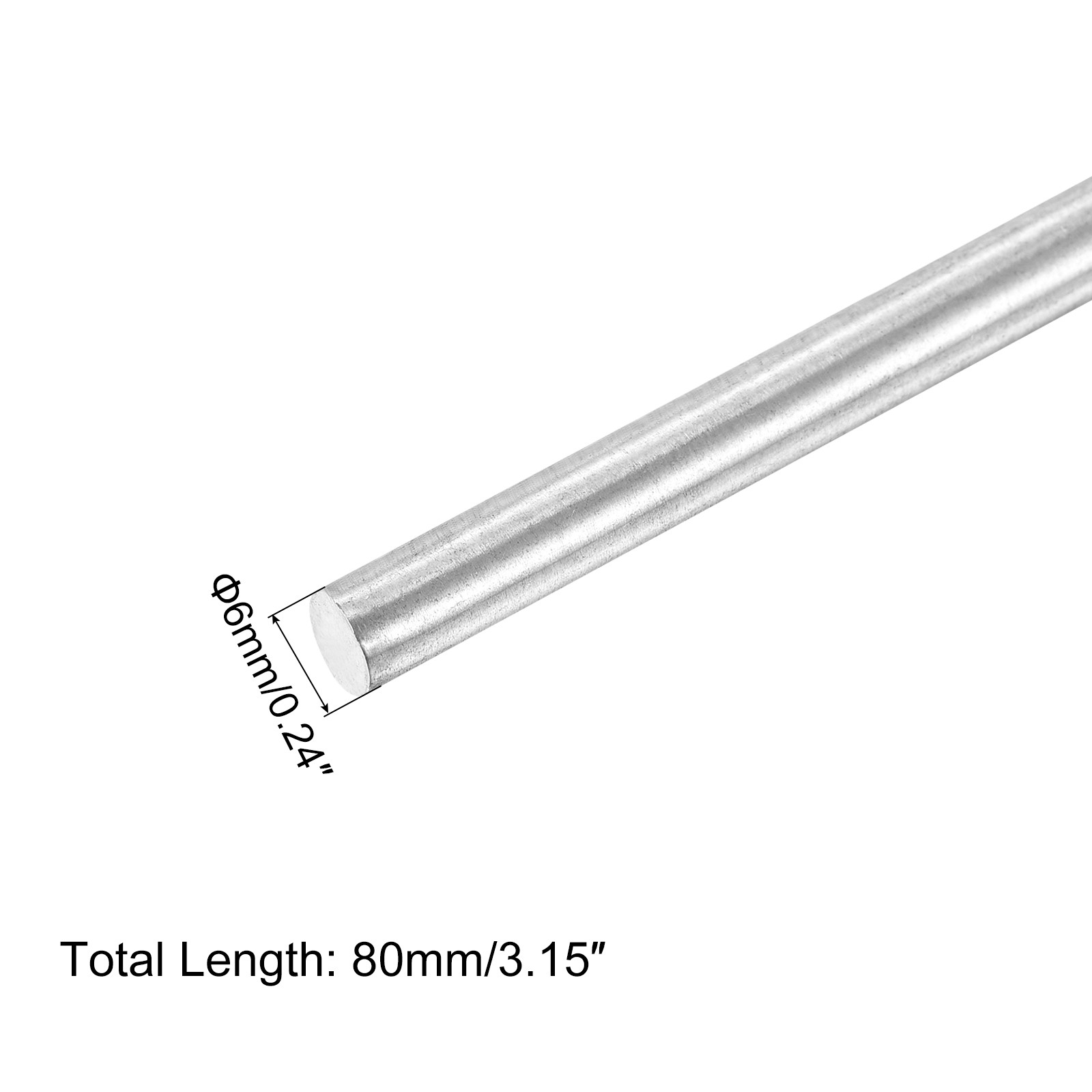 8pcs 304 Stainless Steel Round Rods 6mm x 80mm for RC DIY Crafts