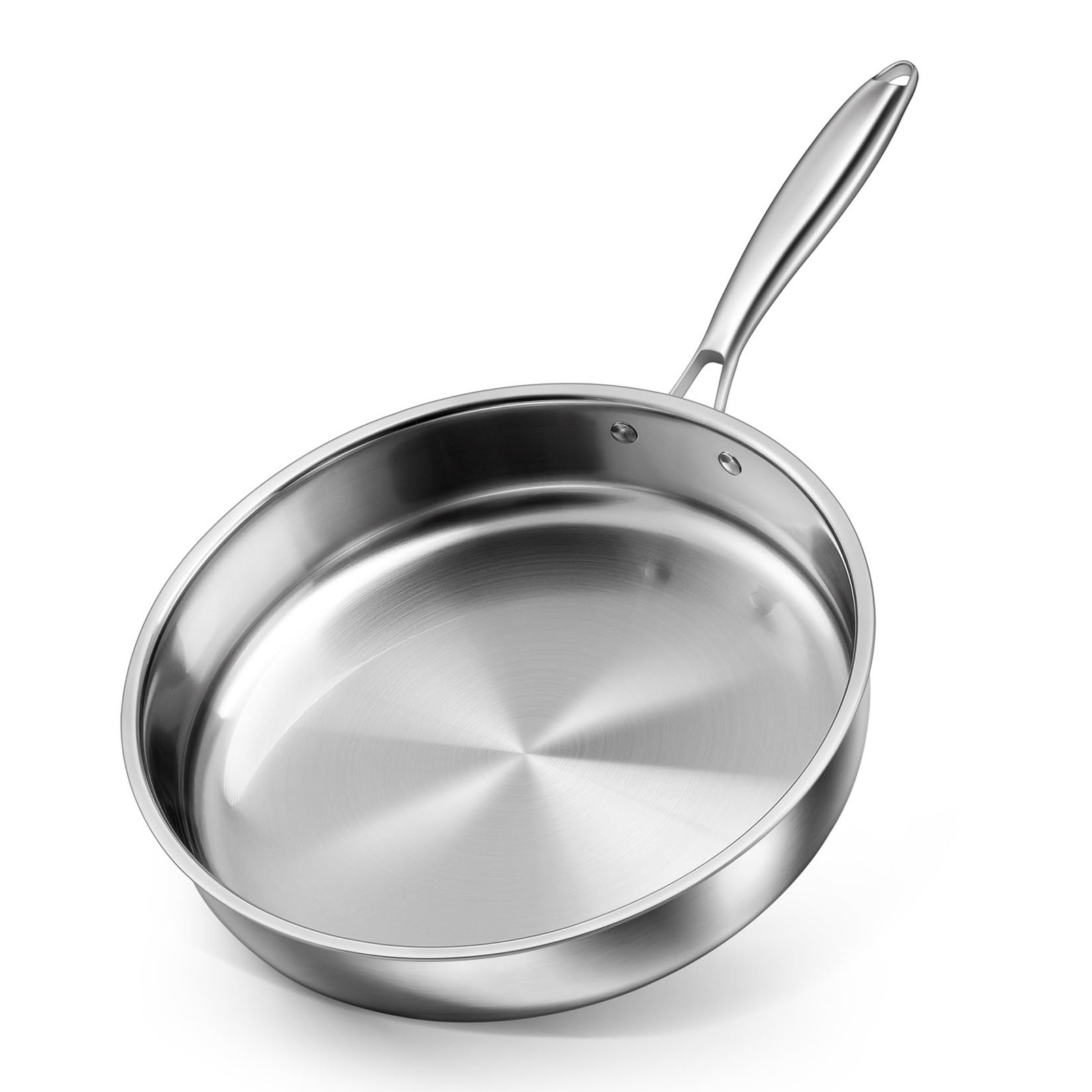 P&P CHEF 12 Inch Stainless Steel Frying Pan, 3-Ply Stainless Steel Pan Skille…