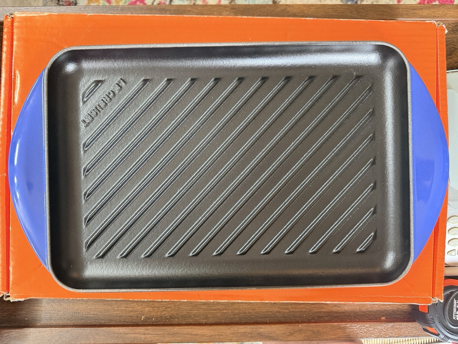 Le Creuset Lapis Blue 32cm Rectangular Skinny Grill Cast Iron New in Box