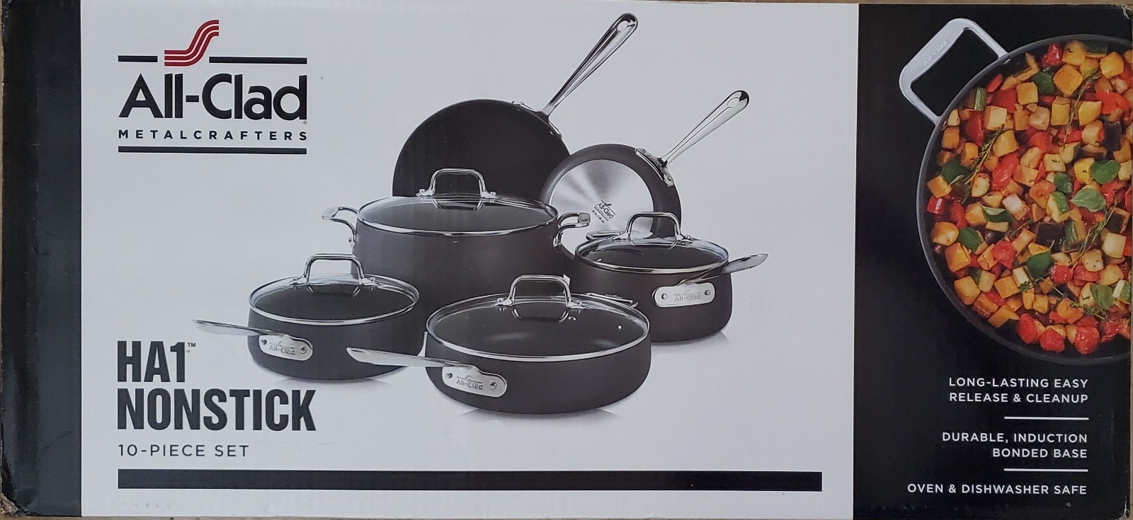 New All-Clad HA1 Stainless Steel NonStick 10-Piece Cookware Set CMMF 2100133142