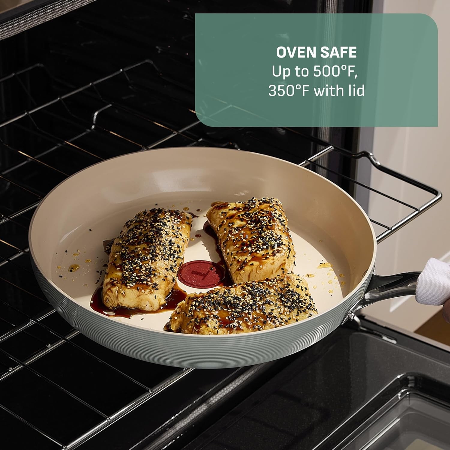 Inspire Nonstick Ceramic Cookware Set 10-Piece Oven Safe to 500°F Mint Green