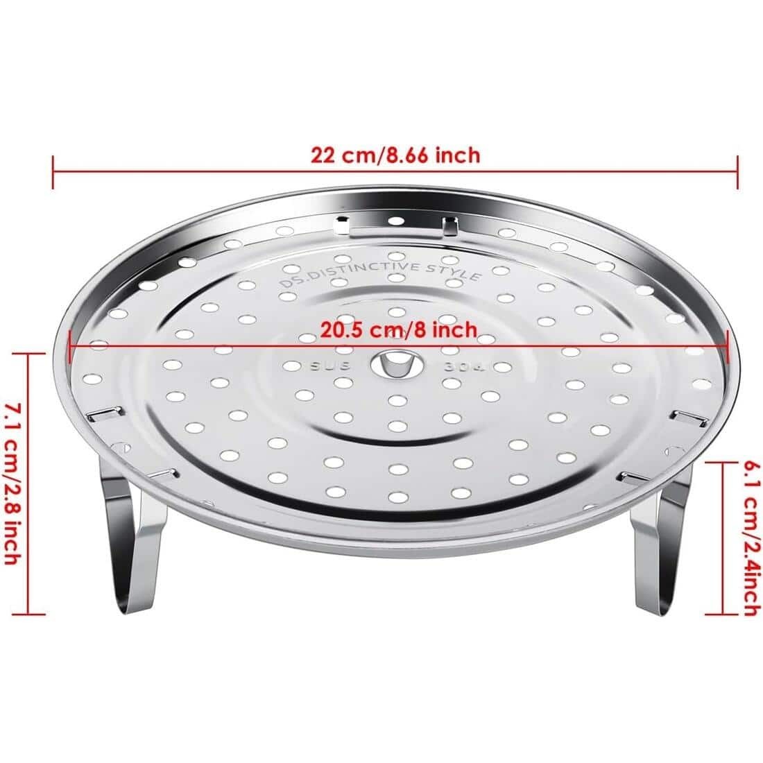 304 Stainless Steel Steamer Rack 22cm w/ Removable Legs Pressure Cooker