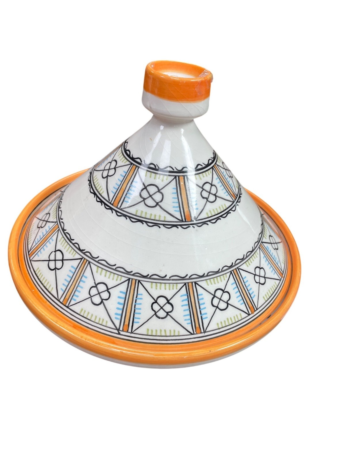 Moroccan Fes Glazed Handpainted Tagine Artisan Pottery 8″x9.5″ SKU 9340-R1S2