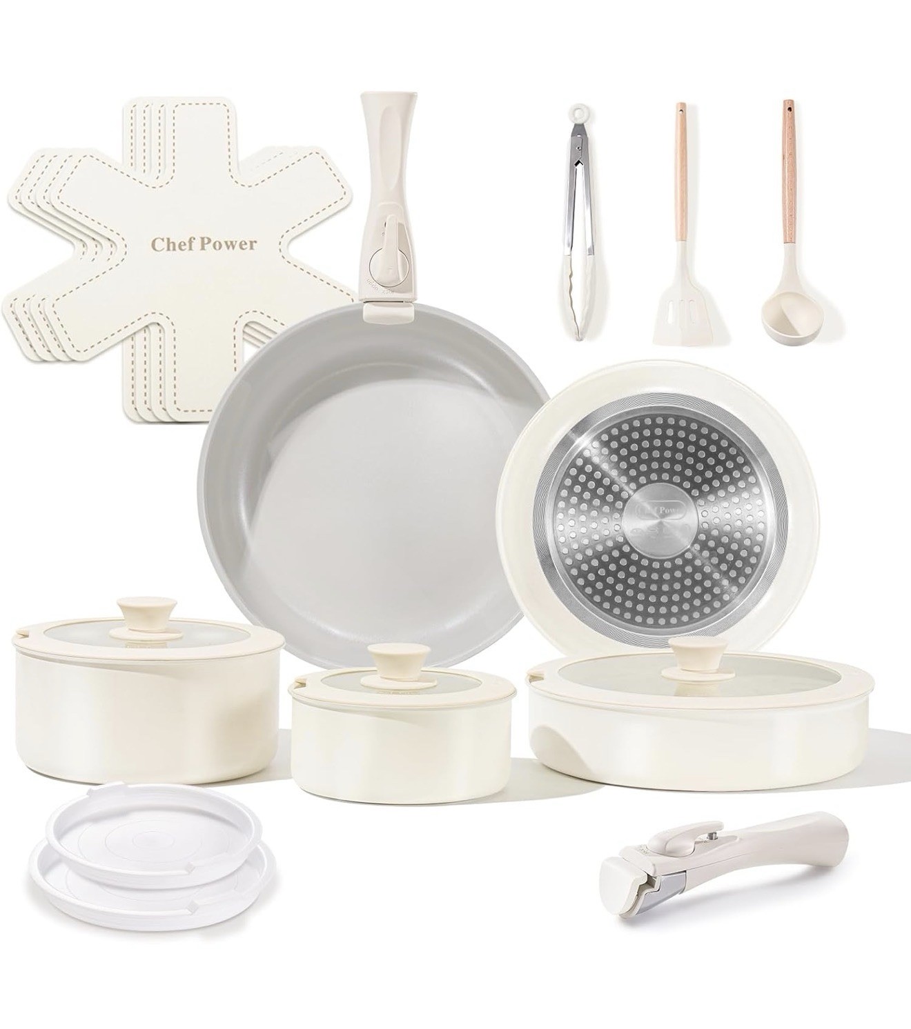 chef power ceramic nonstick cookware 19 piece set