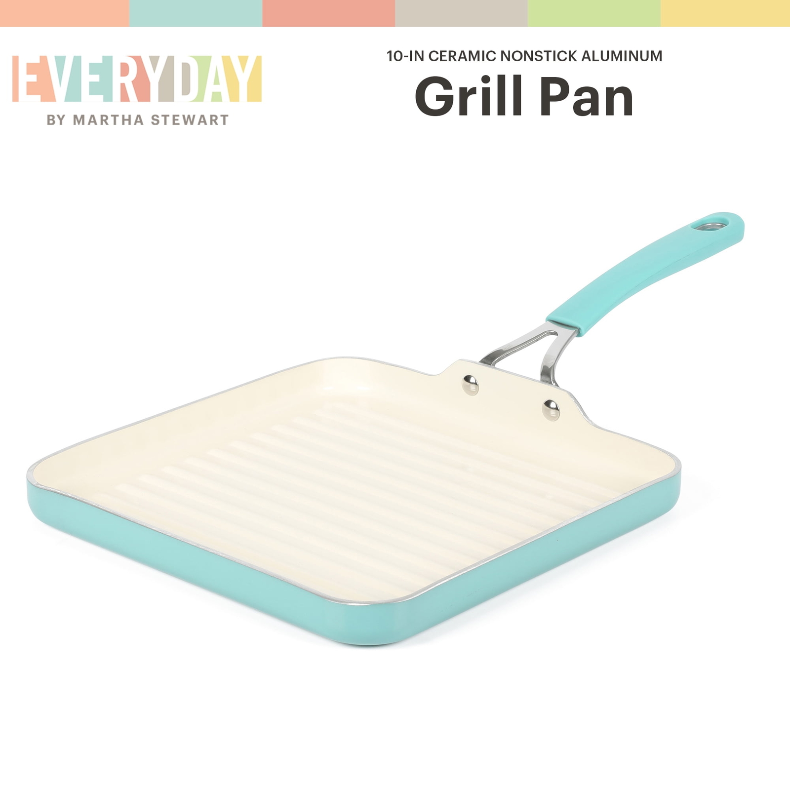 Martha Stewart Everyday Charlemont 10-inch Teal Aluminum Square Grill Pan.NEW.