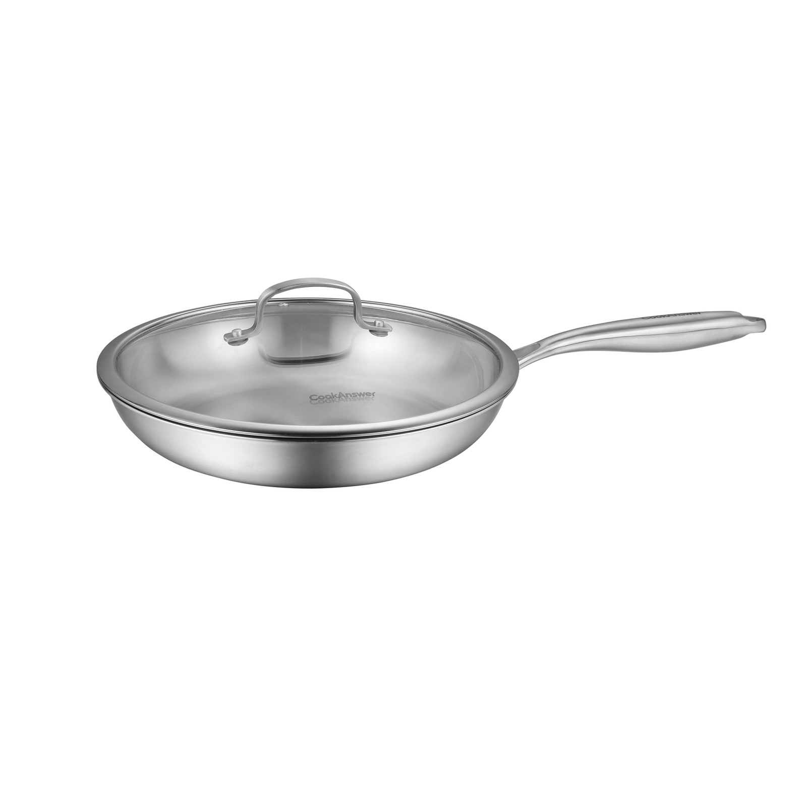 Tri-Ply Clad Stainless Steel 11 Inch Frying Pan with Lid,PFOA&PTFE Free Skill…