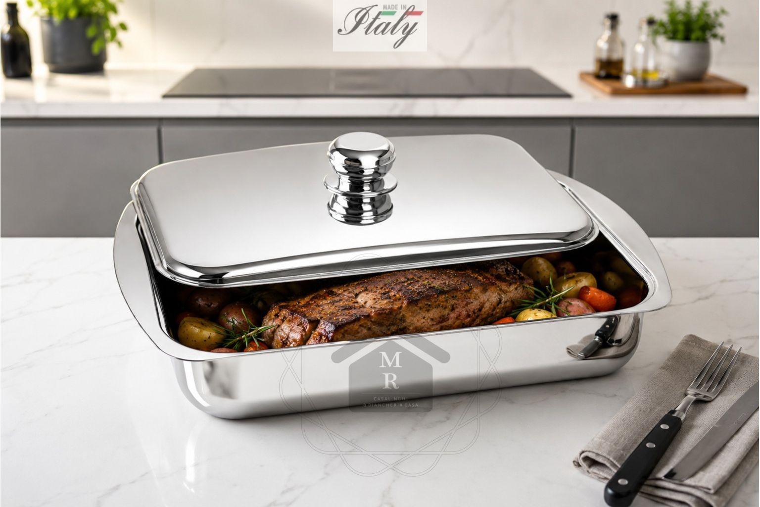 Rosiere Lasagner Panes with Lid – 18/10 Stainless Steel Sonia