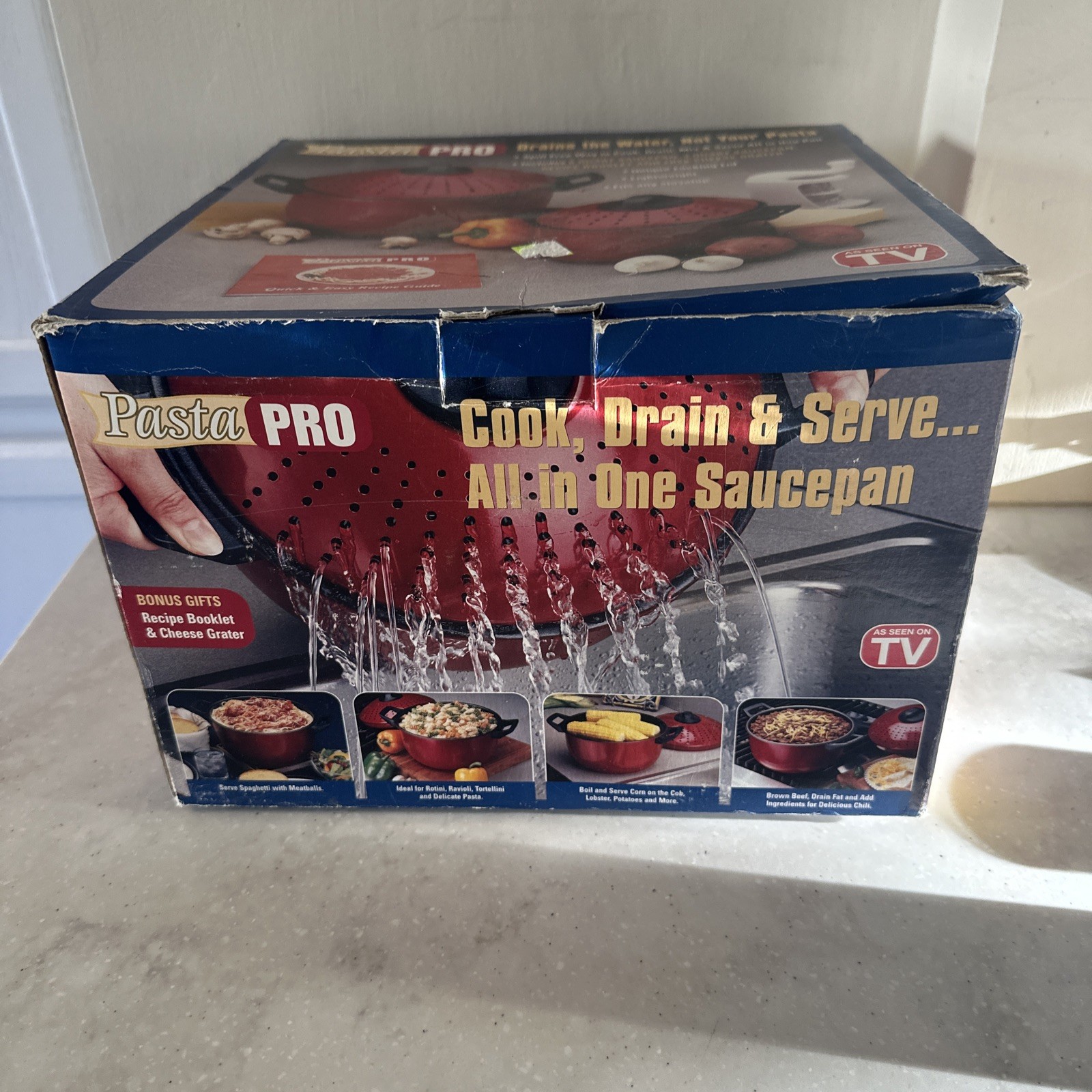 Pasta Pro 5pc Pan Set – Strain & Serve – Saucepans + Grater – New Open Box – TV