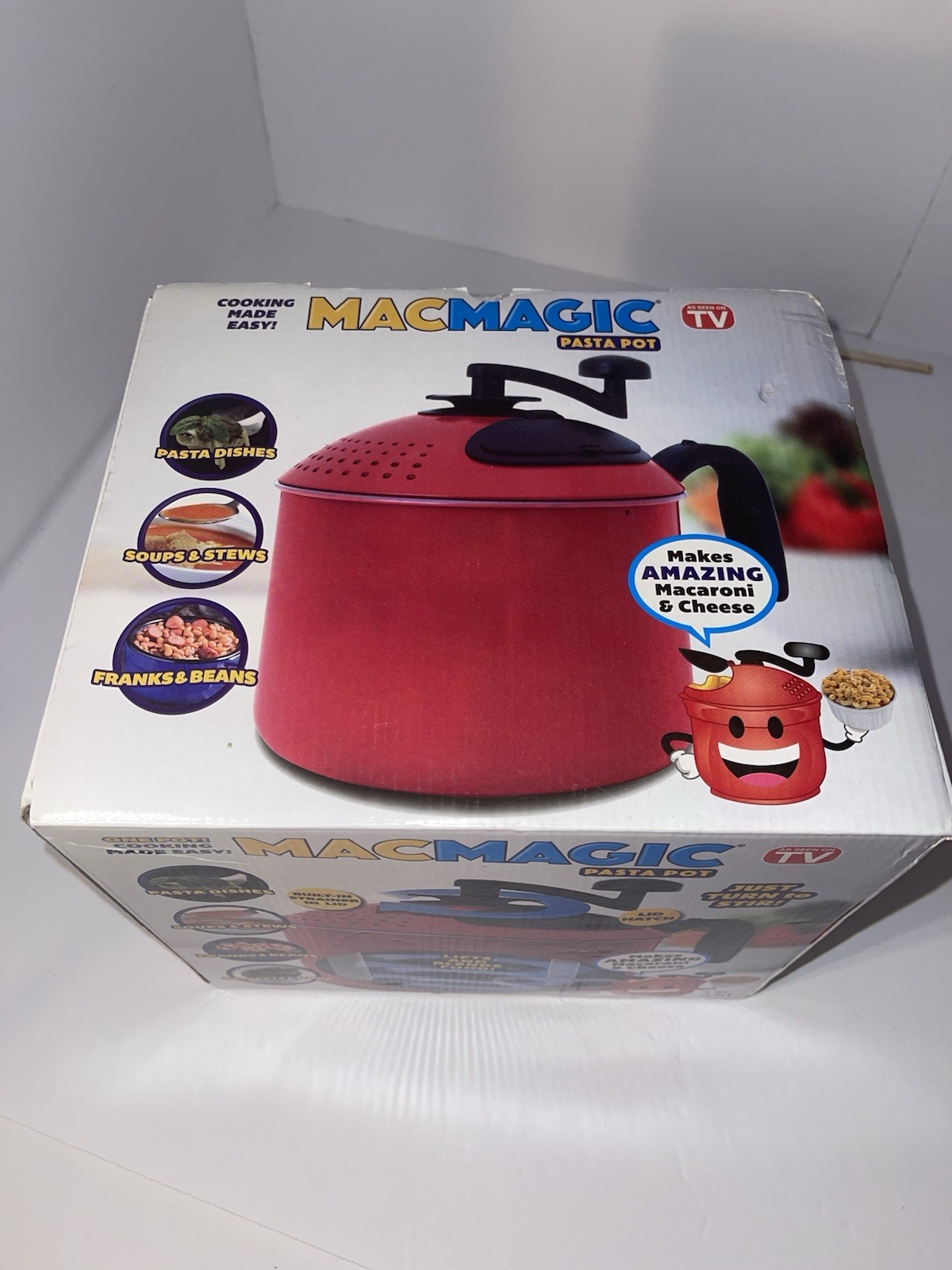 MACMAGIC 4 Qt Red Nonstick Pasta Pot w/ Strainer Lid, Spatula & Spoon Set