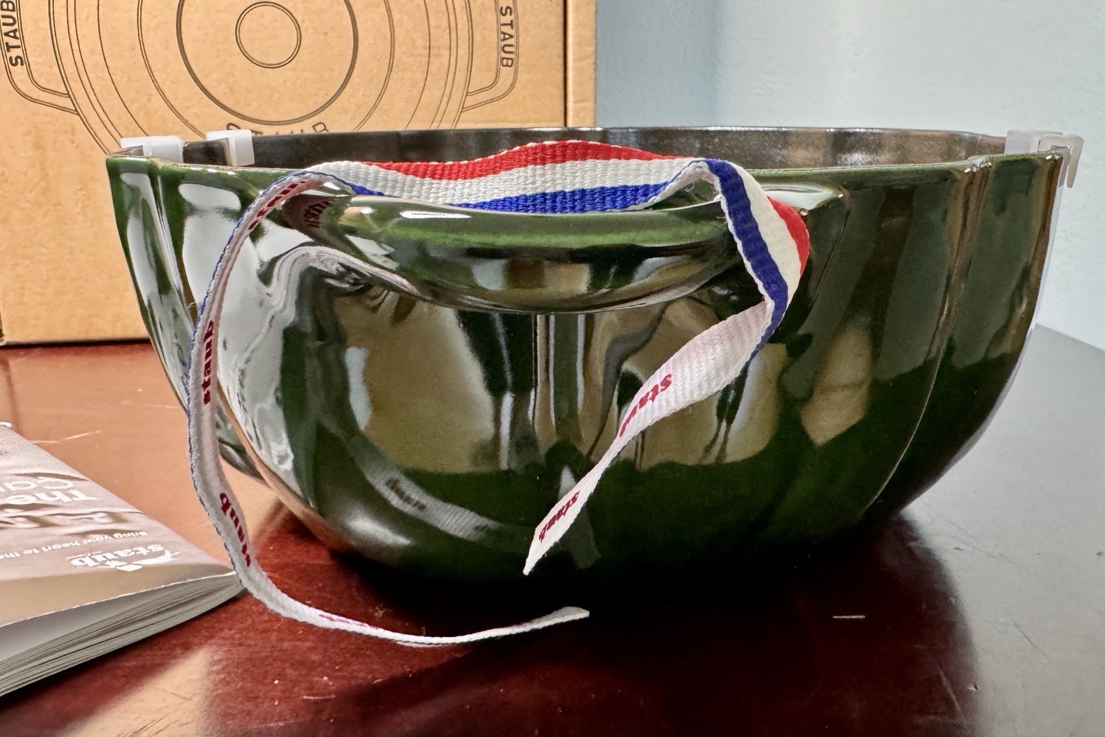 Staub Enameled Cast Iron Basil Green/Stainless Cocotte Dutch Oven France 3.5 QT