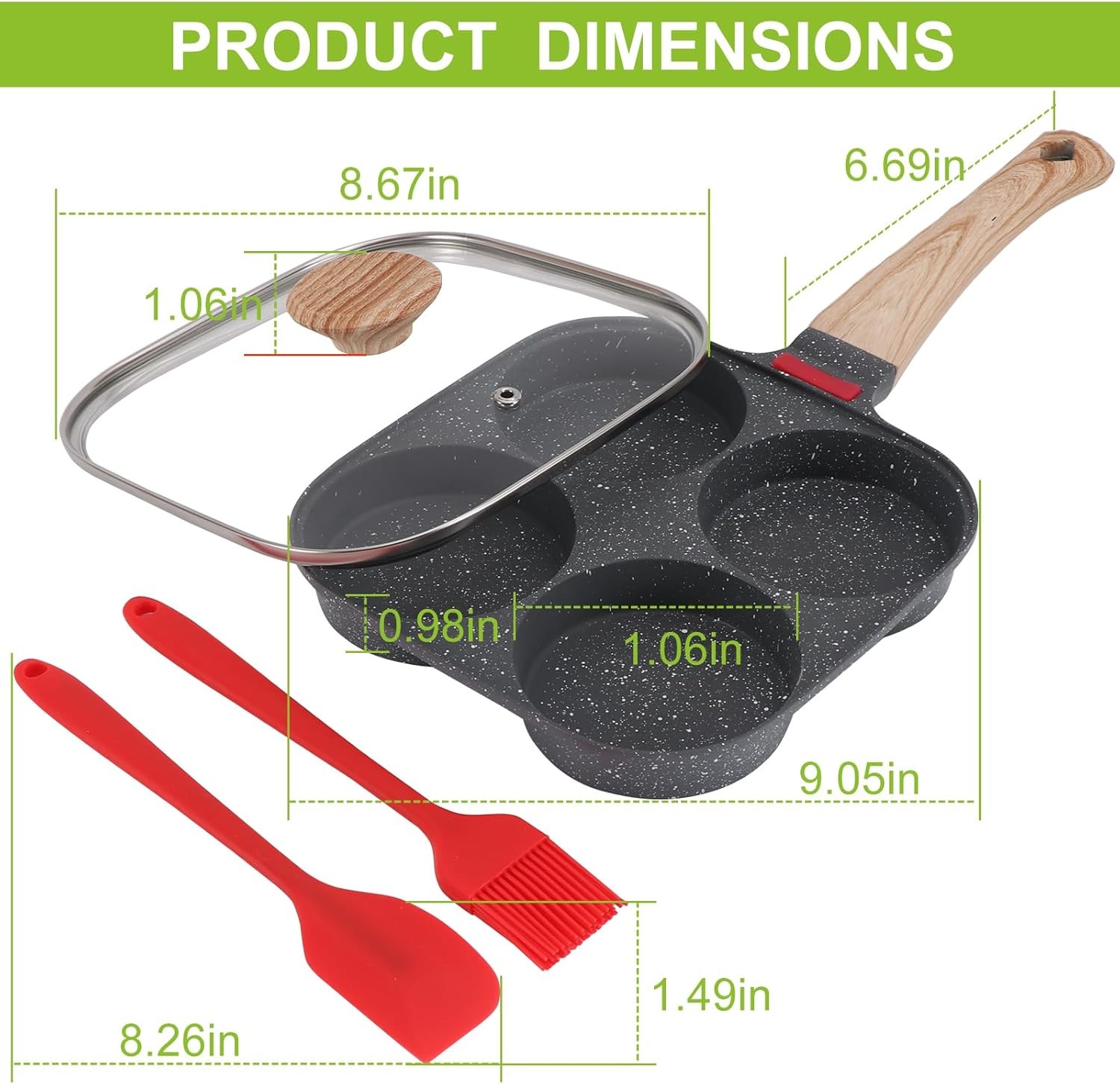 4-Cup Egg Pan, Premium Egg Pans Nonstick, Omelette Pan with Lid , Healthy Egg
