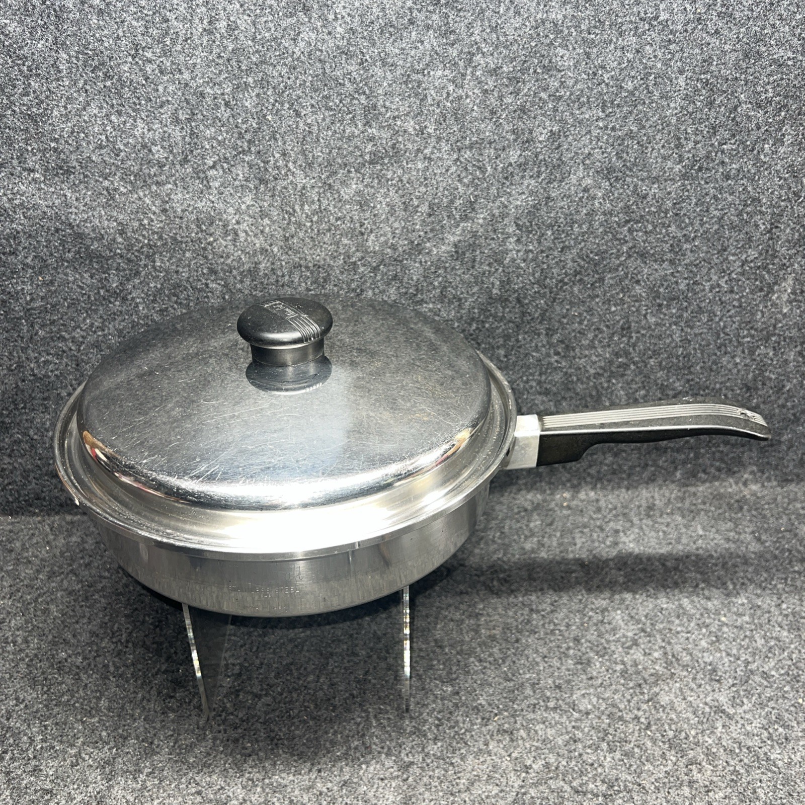 Vintage Kitchen Craft 9 1/2 in Sauté Pan With Lid 3 Ply 18-8 USA