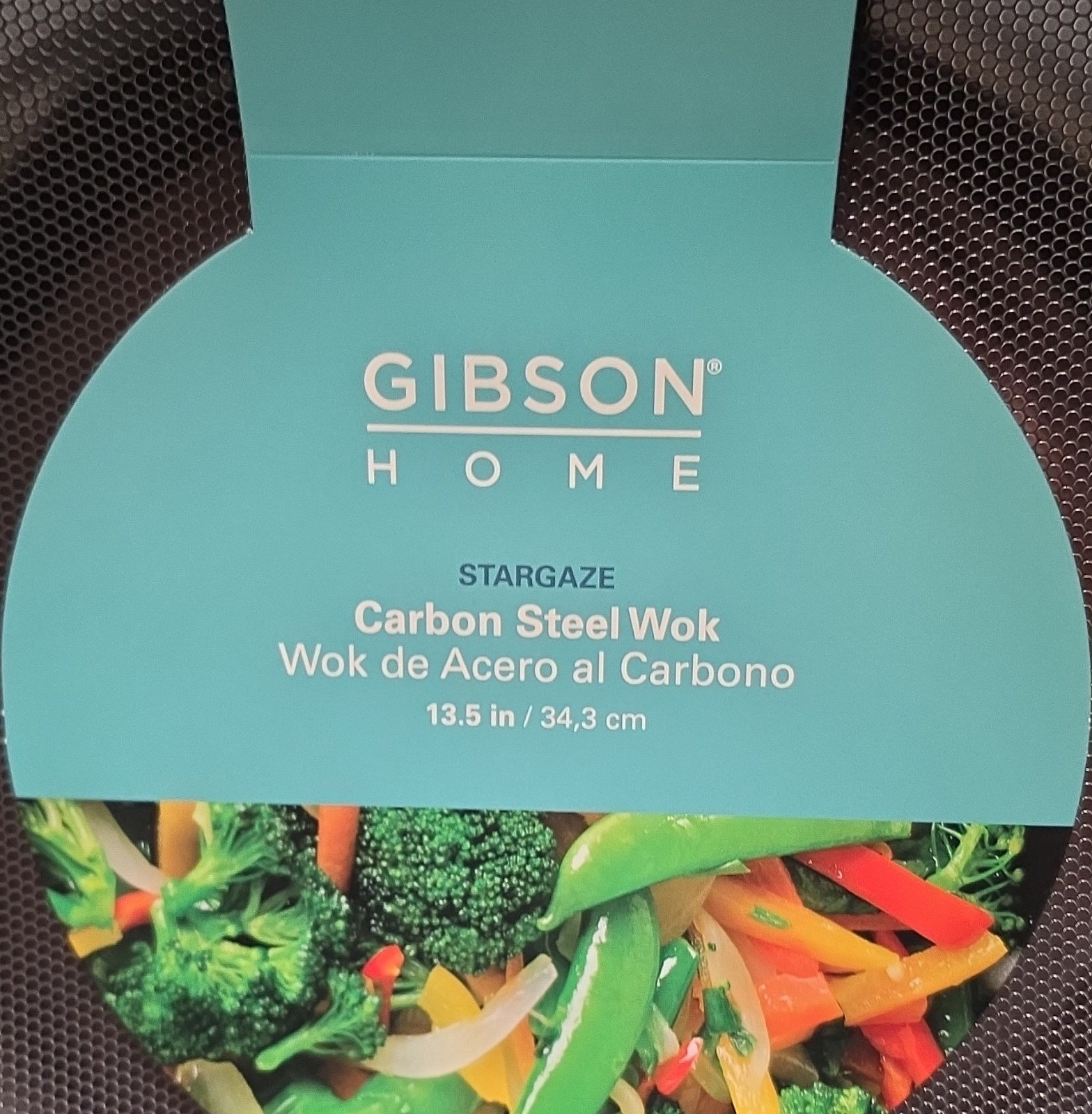 Gibson Home Stargaze Carbon Steel Wok 13.5in Black Nonstick Heat-Tempered