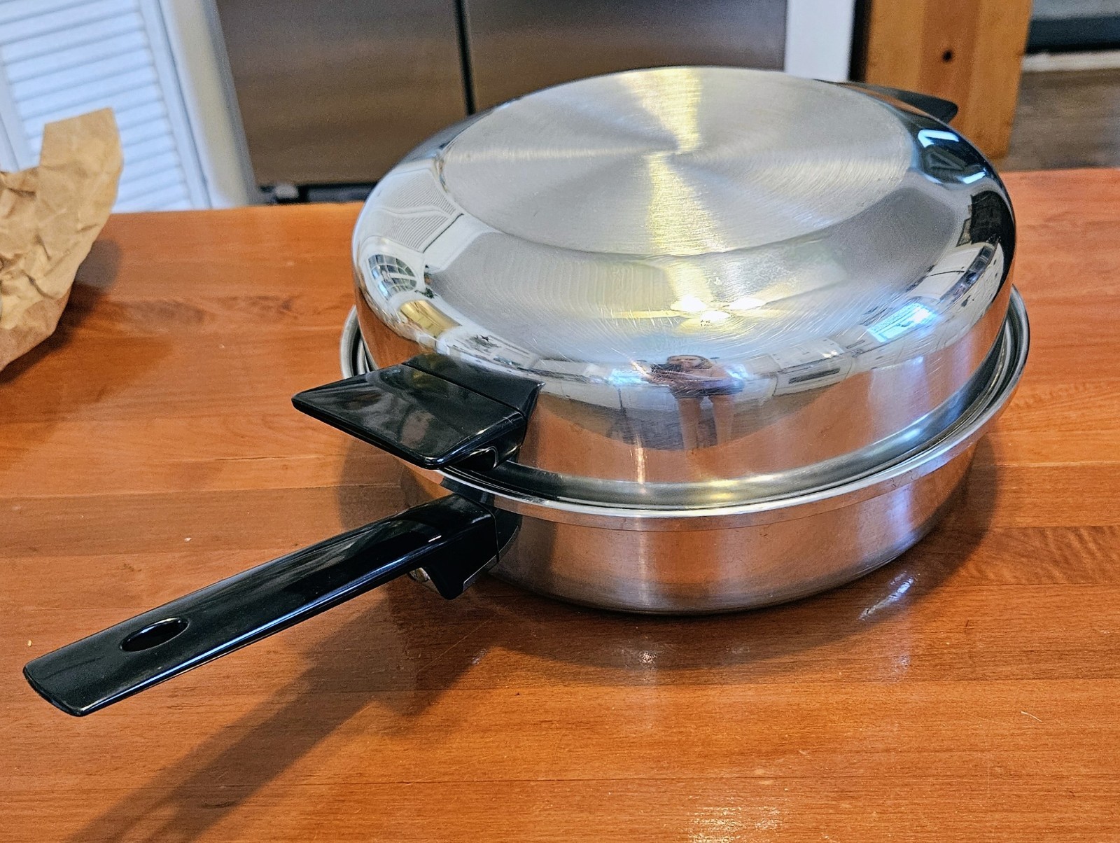 Amway Queen Multiply 18/8 Stainless Steel 10″ Skillet With Lid & Egg Tray Cups