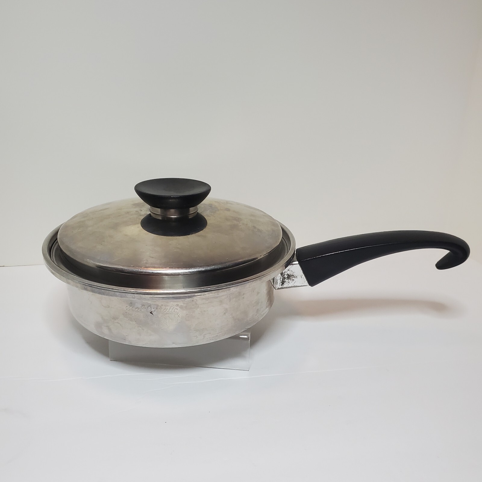 Seal O Matic 1 1/2 qt Utility Skillet saute pan Lid Thermium stainless 8″