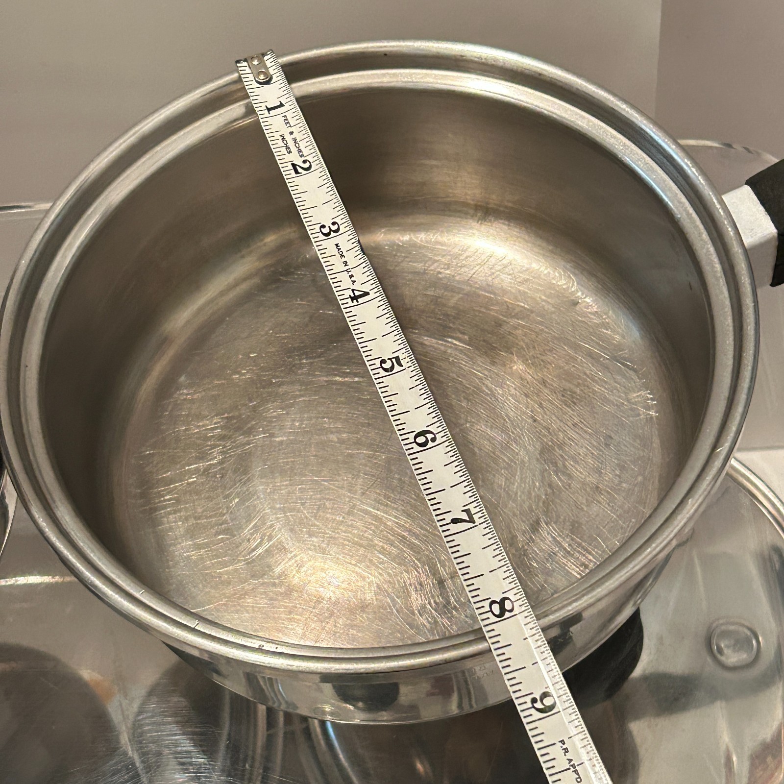 12 Piece Saladmaster Pots & Pans Lot Tri-Clad Stainless Vapo Lids Egg Poacher