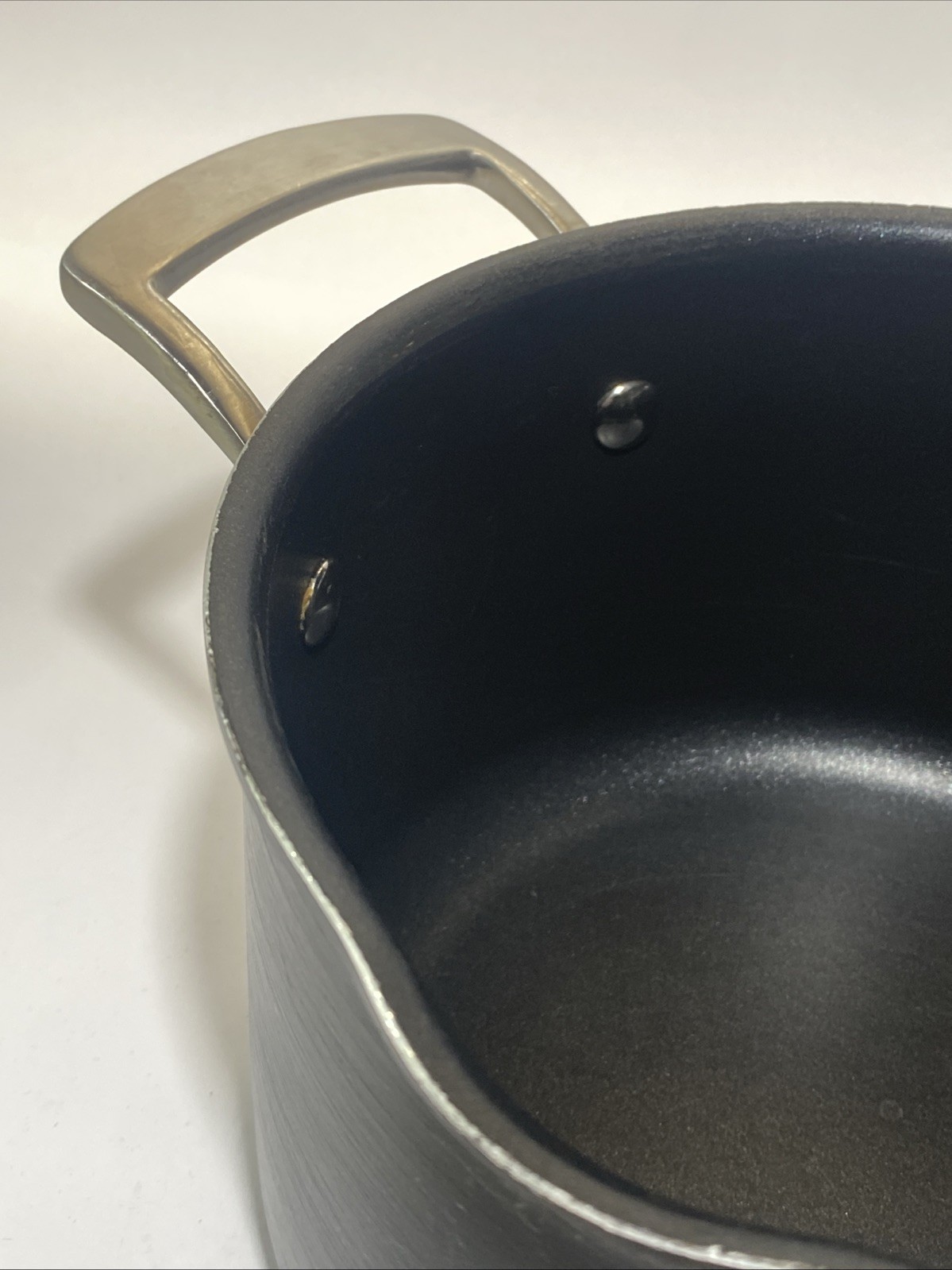 Member’s Mark 4Qt Saucepan Pour Spout Rim Anodized Dual Riveted Handles Heavy!