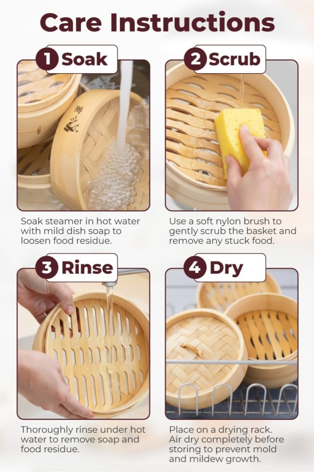 Prime Home Direct Bamboo Steamer Basket 10-Inch | 2-Tier Steamer for Cooking…