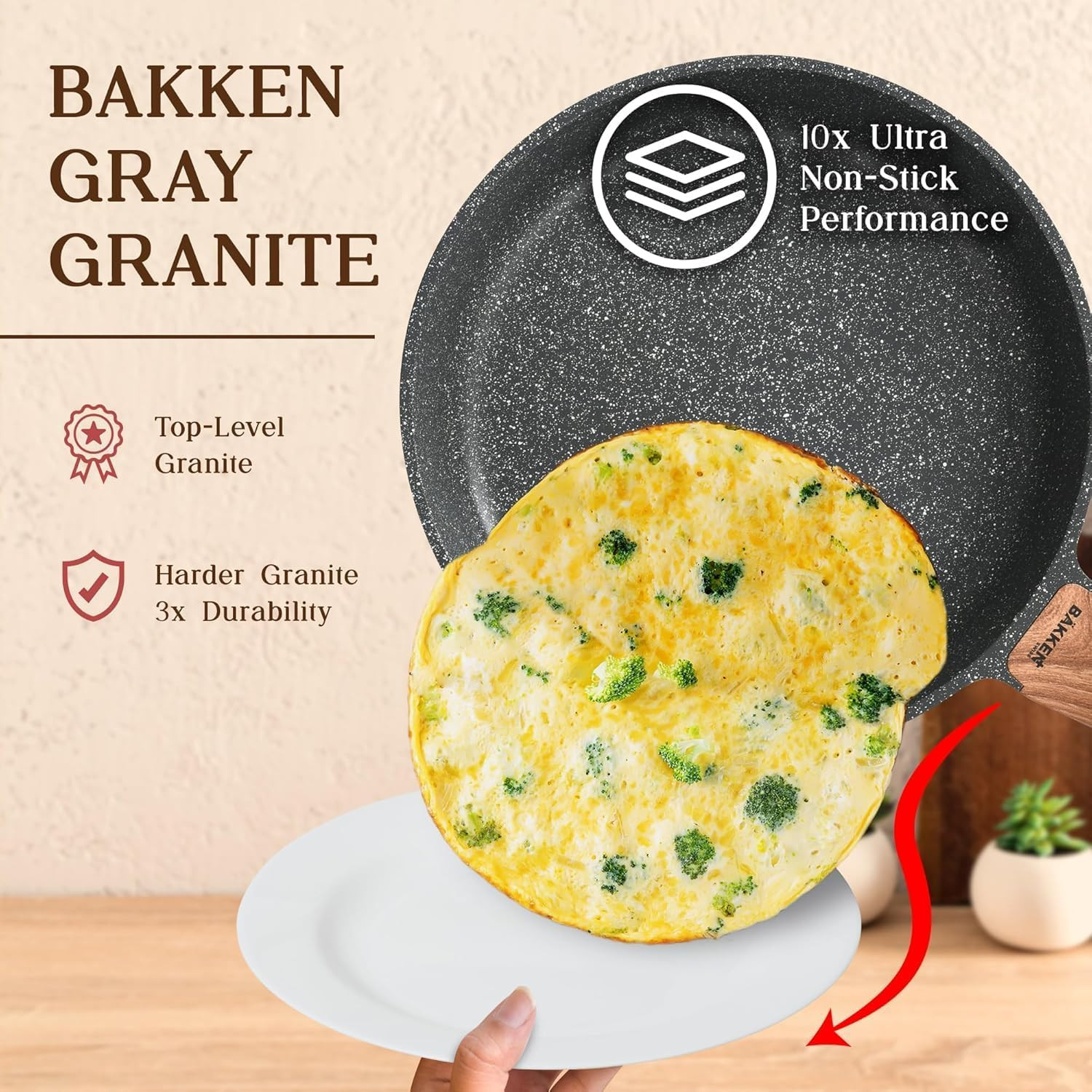 Bakken Master 20-Piece Nonstick Cookware & Bakeware Set with Glass Lids