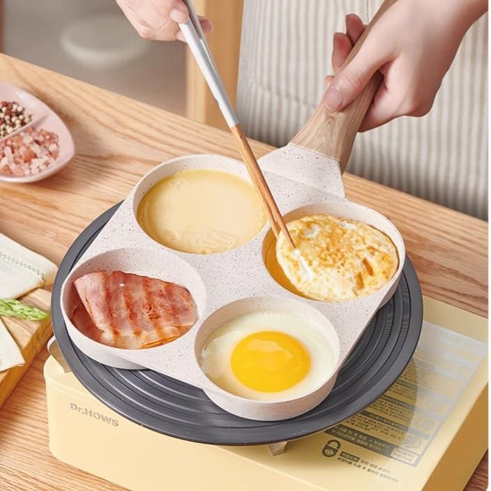 1 PC 4Cup 7.3 Inch Nonstick Egg Frying Pan Gas Induction Skillet White