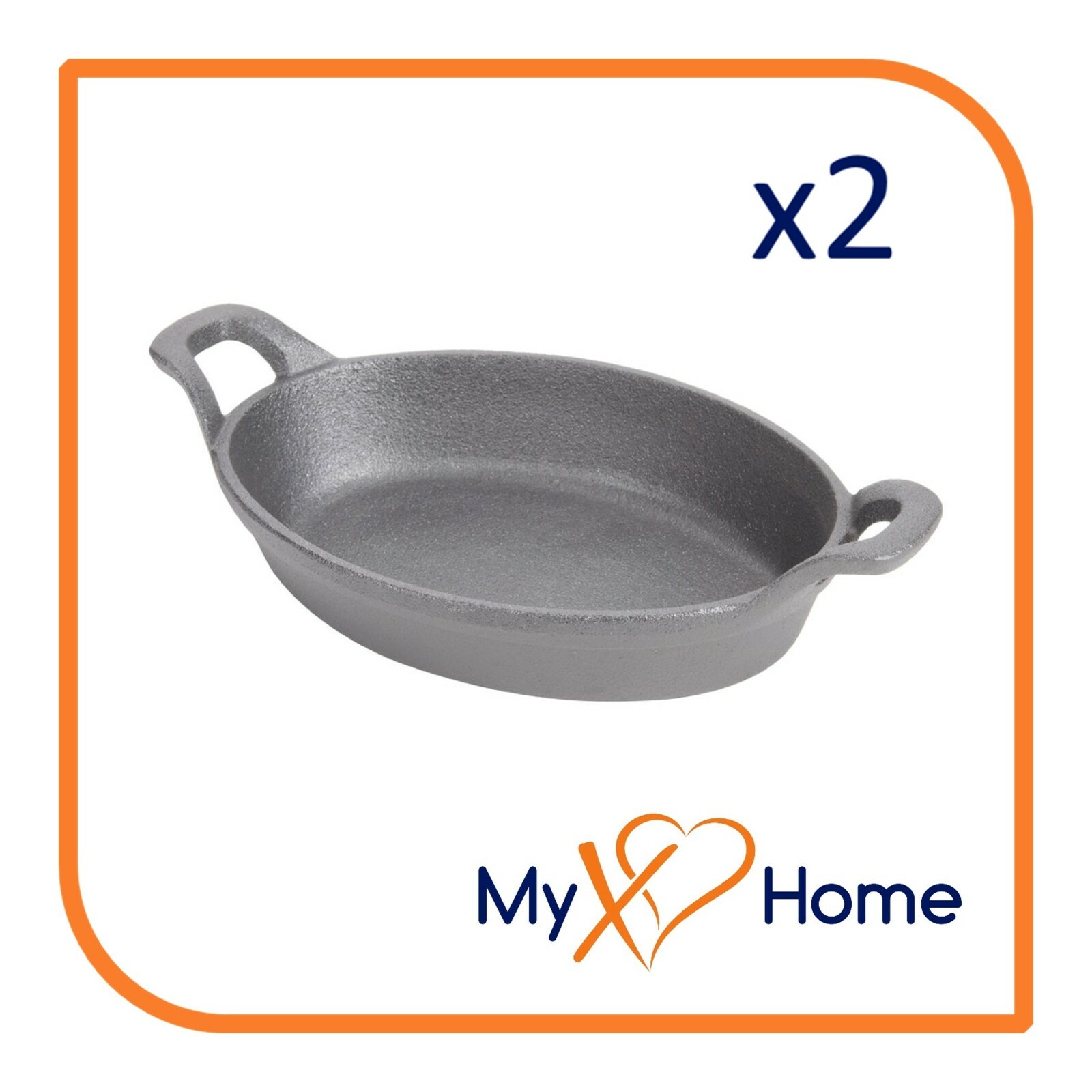 25 oz. Pre-Seasoned Mini Cast Iron Oval Casserole Dish (2 Skillets) by MyXOHome