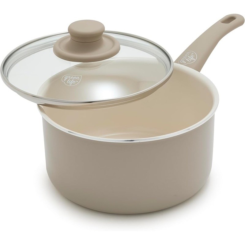 Healthy Ceramic Nonstick Cookware Set W/ Glass Lids & Stay-Cool Handles New