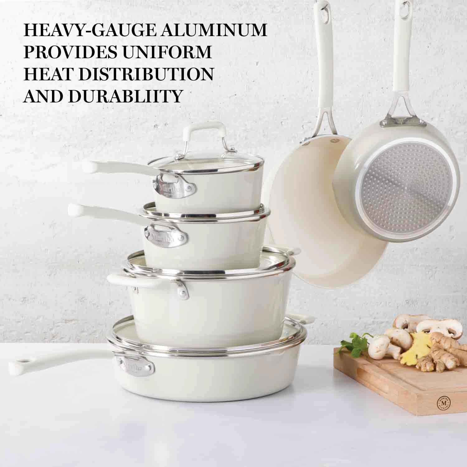 Martha Stewart Heathland Premium Nonstick PFA Free Ceramic Interior 10-Piece Tap