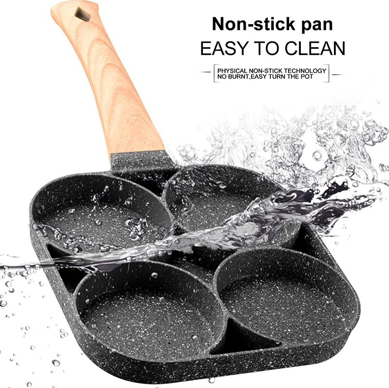 1pcs Nonstick 4-Cup Egg Frying Pan for Gas & Induction Cookers – NEW