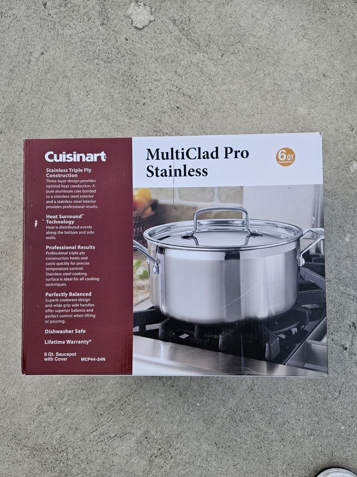 Cuisinart MultiClad Pro 6 Qt. Stainless Steel Stockpot. Dishwasher Safe.