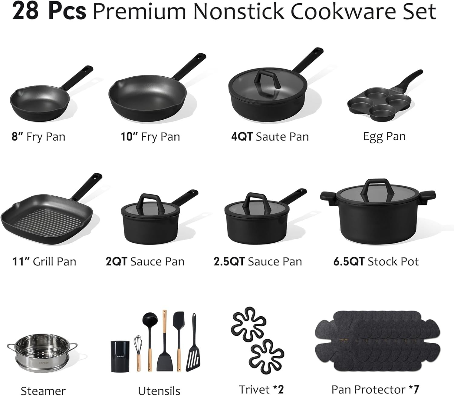 Cookware Set Nonstick Pots and Pans Kitchen Induction Granite 28pcs