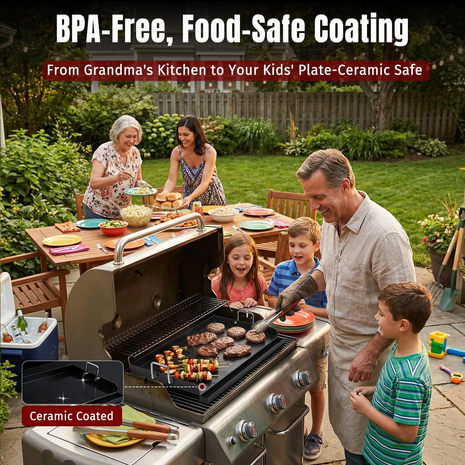Flat Top Griddle 25″x16″ Carbon Steel Griddle, Nonstick Flat Top for Gas Grill