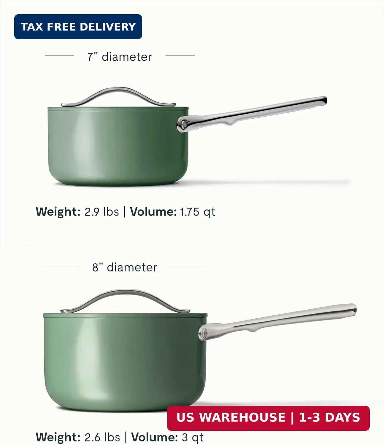 Caraway Nonstick Ceramic Sauce Pan with Lid (3 qt) – Non Toxic, PTFE & PFOA Free