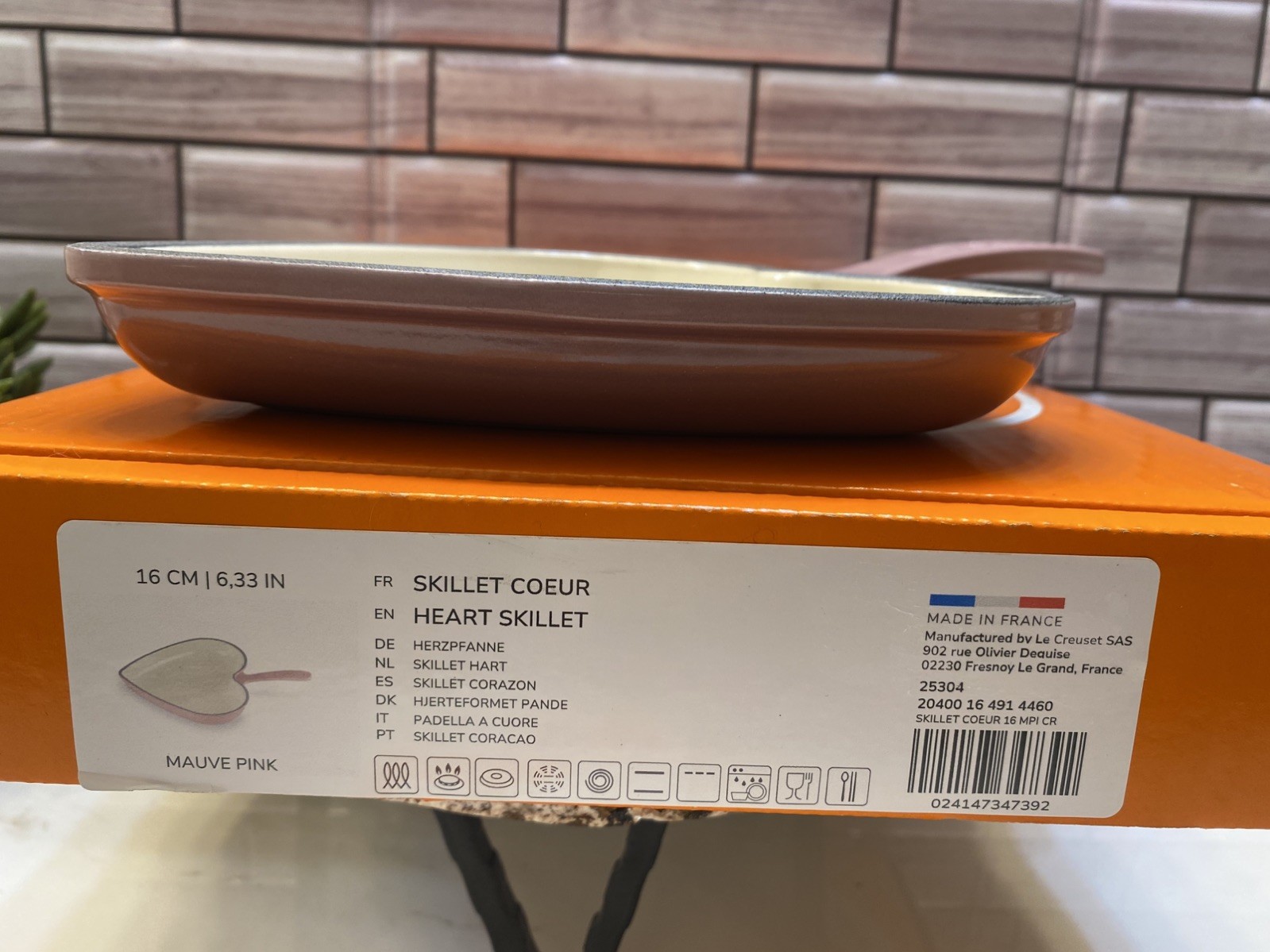 Le Creuset❤️ Heart Cast Iron Skillet 16cm Mauve Pink Made in France
