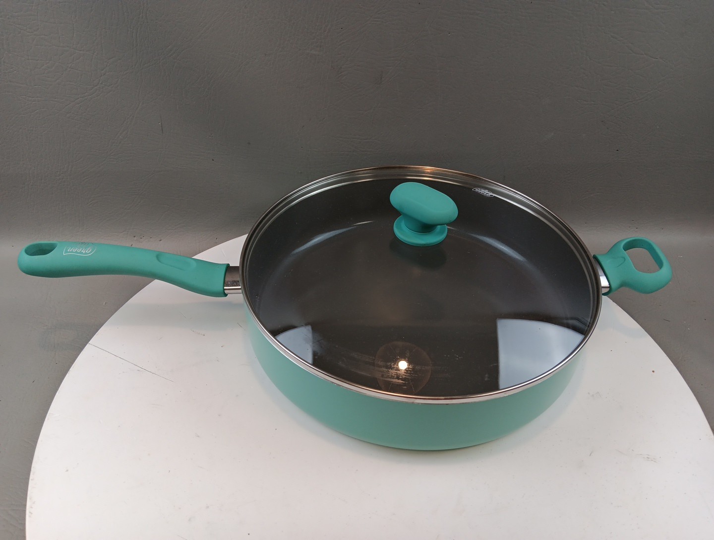 GreenLife Skillet Fry Pan Soft Grip Healthy With Lid Nonstick Turquoise 12″ EUC