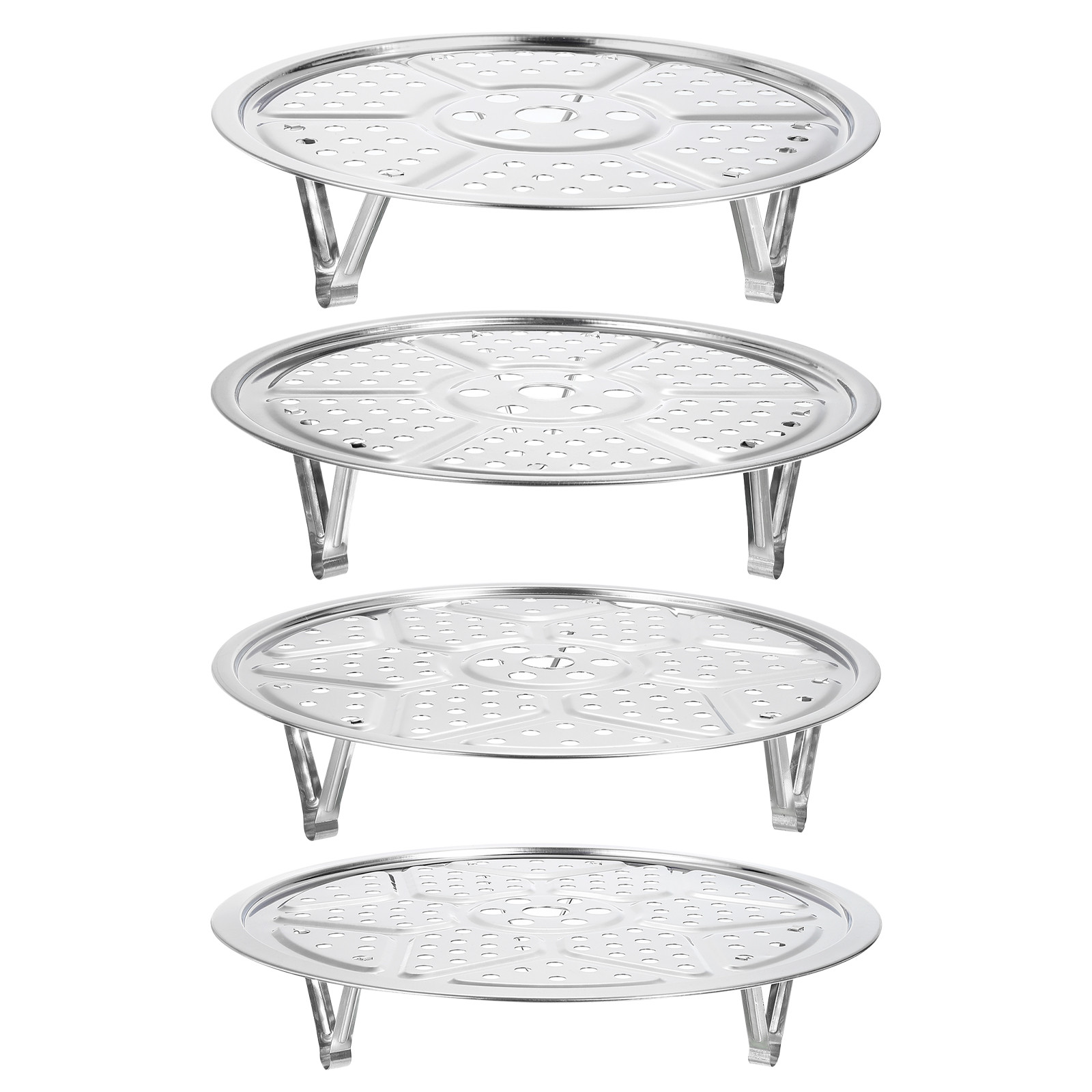 4pcs Stainless Steel Steamer Rack with Stand, Insert Stock Pot Steaming Tray