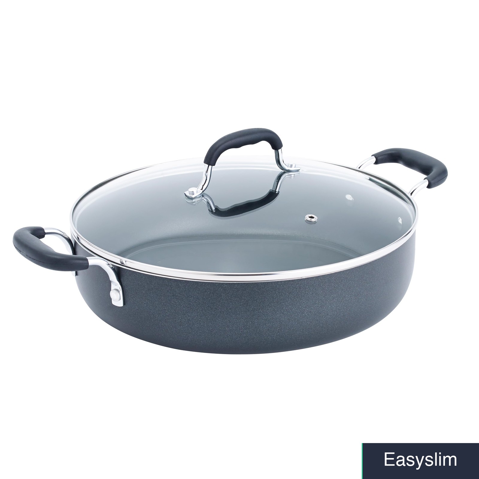 Stock Pot 5-Quart Nonstick Dark Blue Stainless Steel Glass Vented Lid