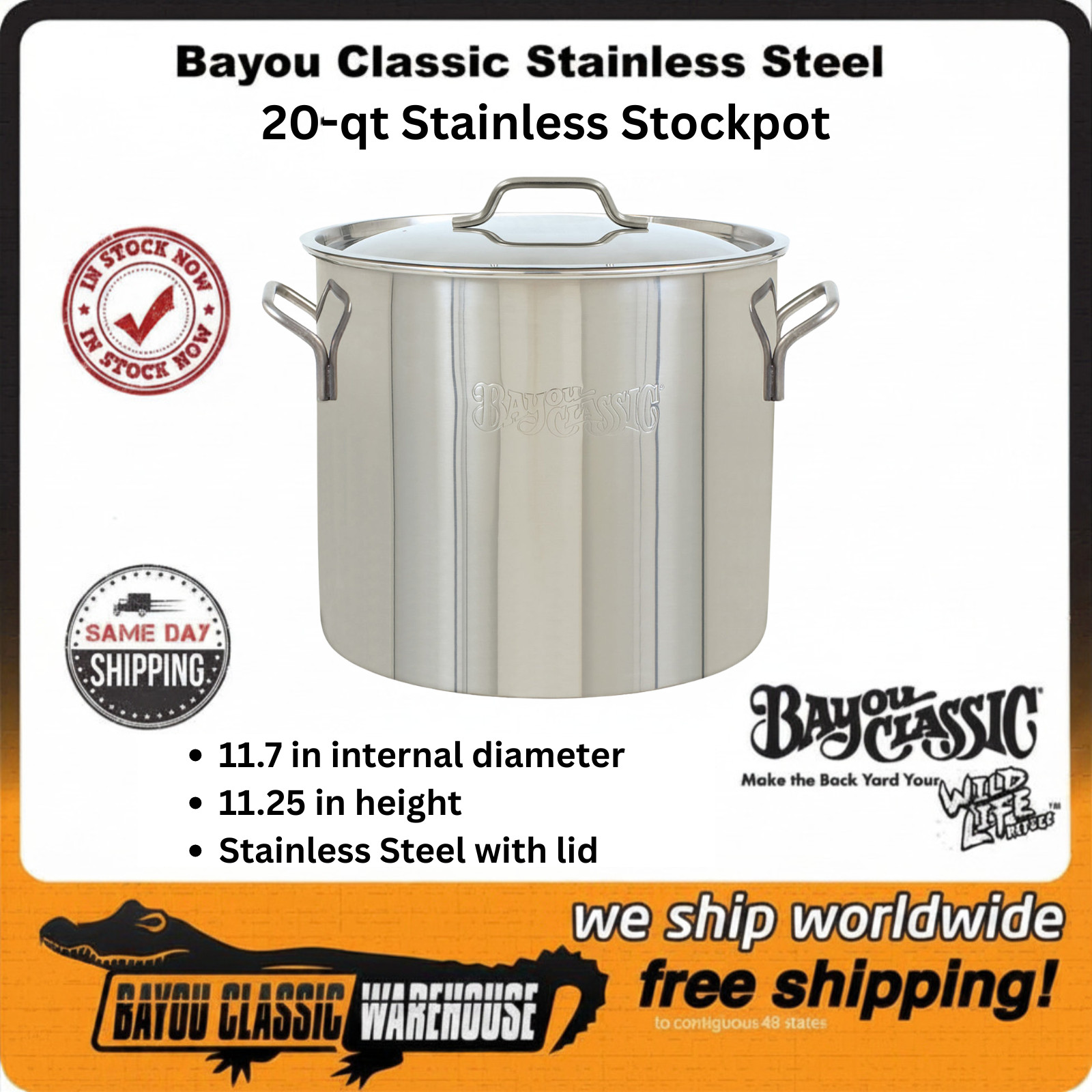 20-qt Stainless Stockpot with Lid 1420