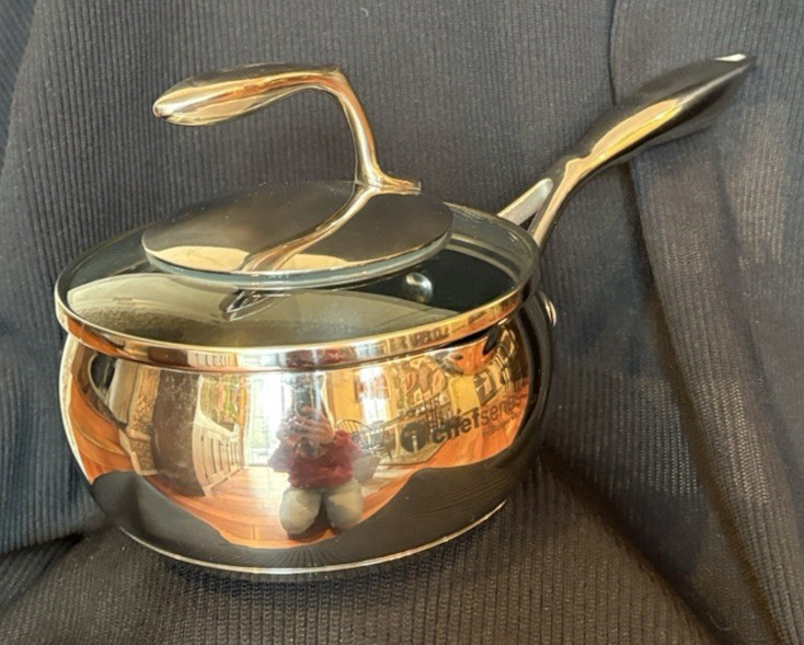 Tupperware Chef Series Non Stick 1 Qt 1.0LSauce Pan Stainless Steel Glass Lid