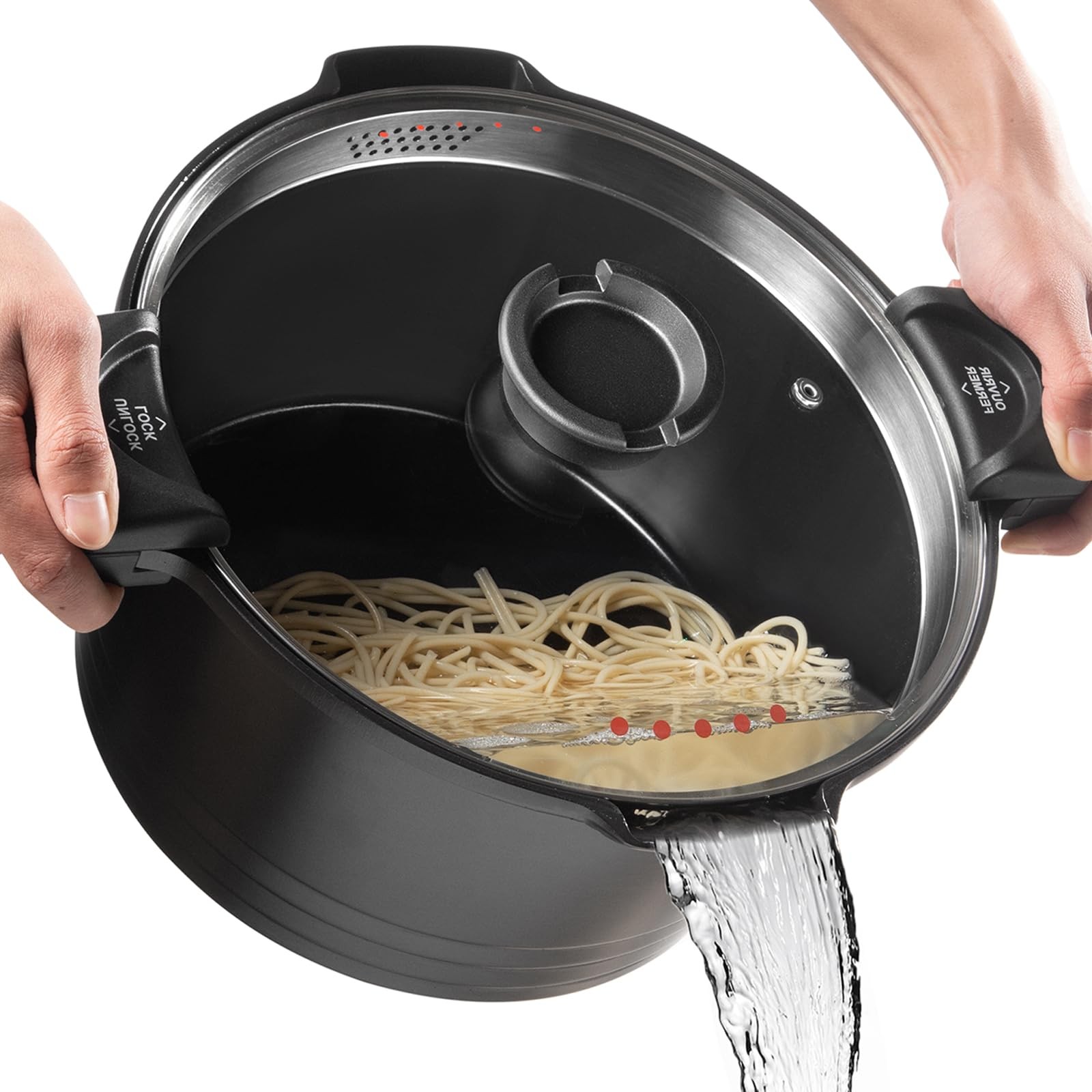 8.5qt Pasta Pot with Strainer Lid, Cast Aluminum Stockpot Multipot, Nonstick …