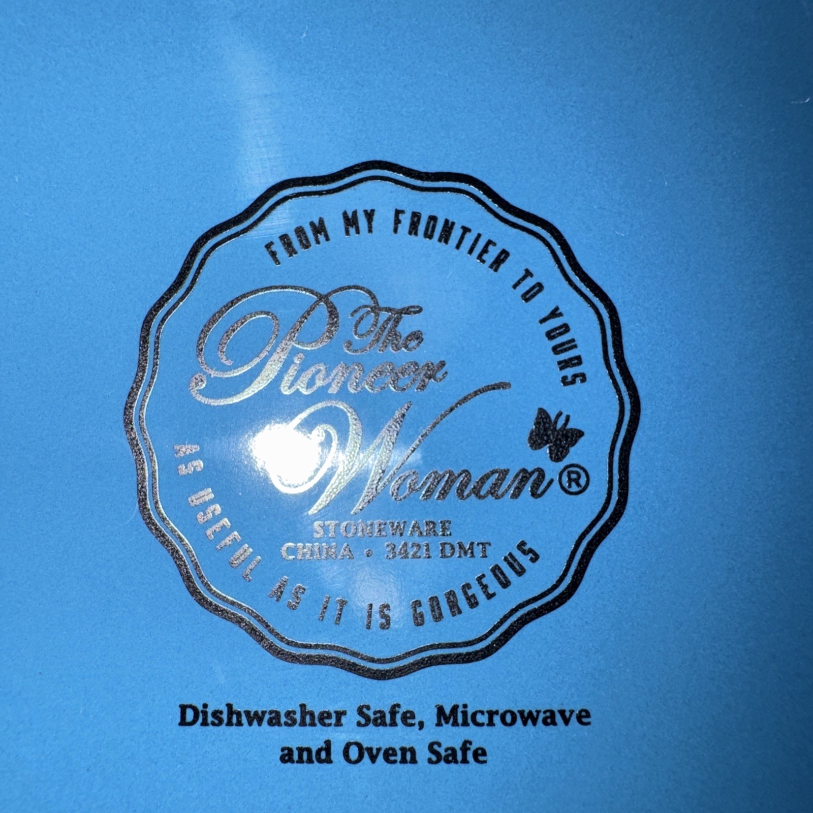 Pioneer Woman Fancy Flourish Mini Cocotte with Lid 16 oz 4.5” In Diameter Blue