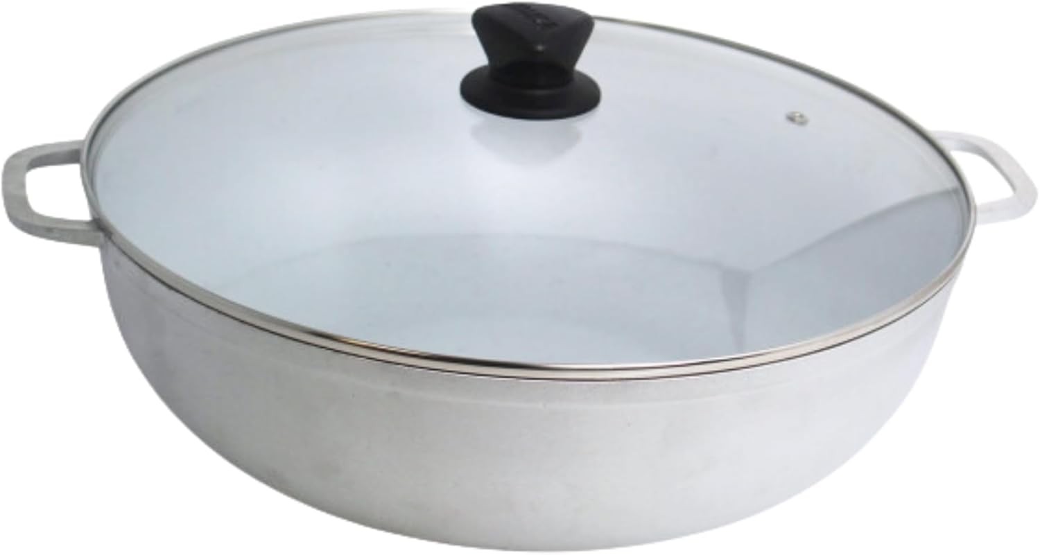 Caldero Stock Pot W/ Glass Lid 3.7QT Cast Aluminum Perfect Serving Small