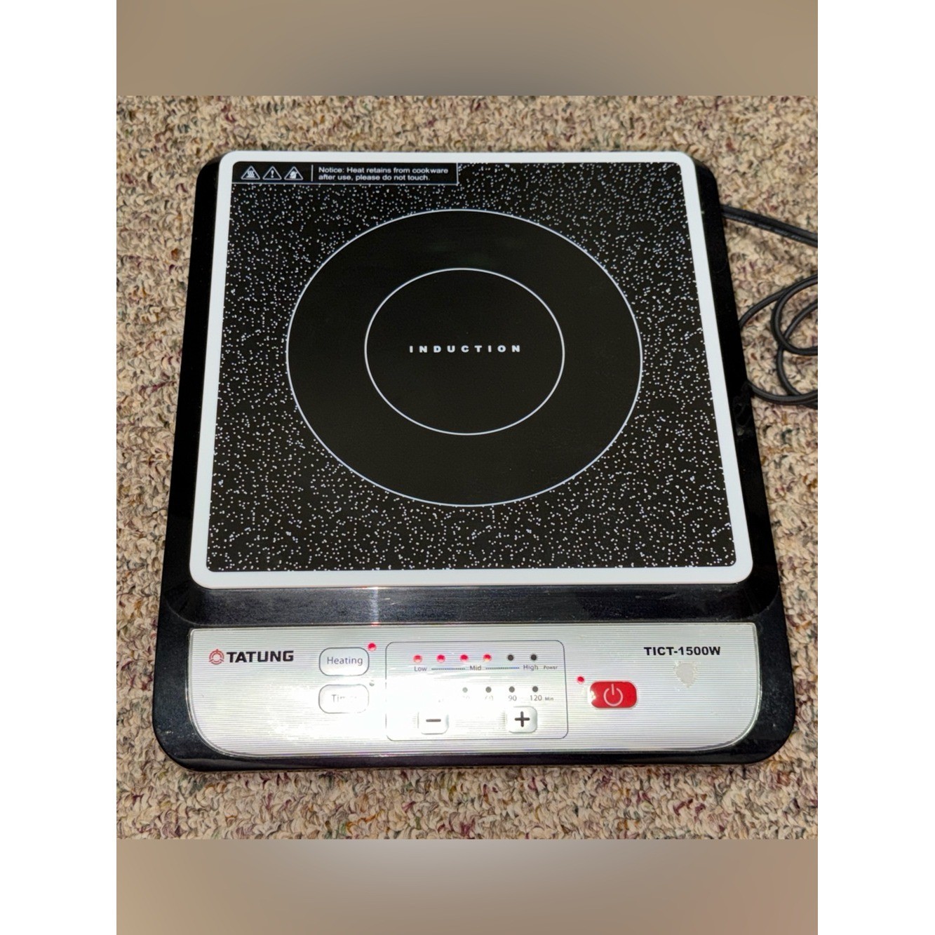 Tatung Portable Induction Cooktop TICT-1500W camping cooking camper